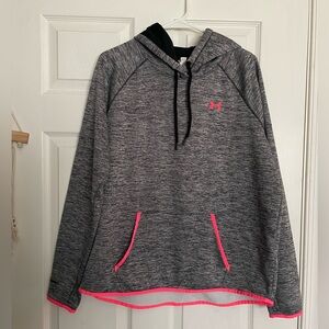 Under Armour Storm1 Charcoal Hoodie with Neon Pink Details Juniors XL Cold Gear